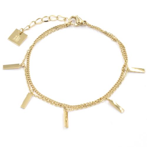 Bracelet ZAG 2 rangs dor 5 pampilles