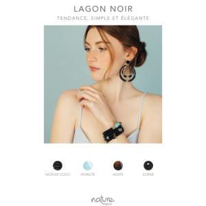 Bracelet Nature Bijoux Lagon noir extensible gros