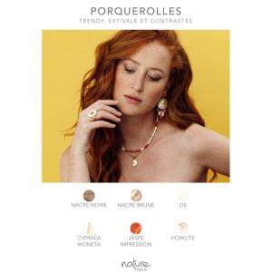 Bague Nature Bijoux Porquerolles orange & écru