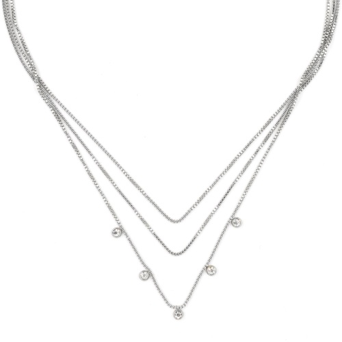 Collier ZAG Bellucci argenté & Cristaux de Zirconium