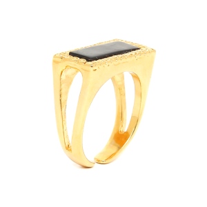 Bague Nature Bijoux Barcares rectangle nacre noire