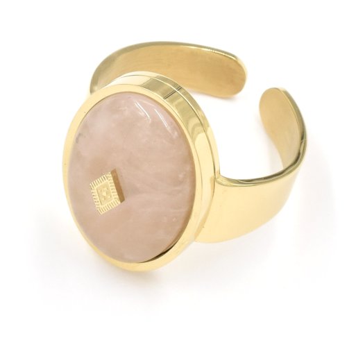 Bague ZAG Ko Samui dore & Quartz rose