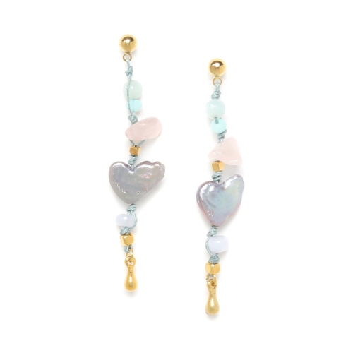 Boucles d'oreilles Franck Herval Joanna coeur bleu