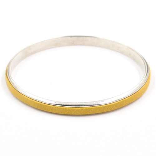 Bracelet Shabada Jonc argent Timeless Lisette cuir jaune M