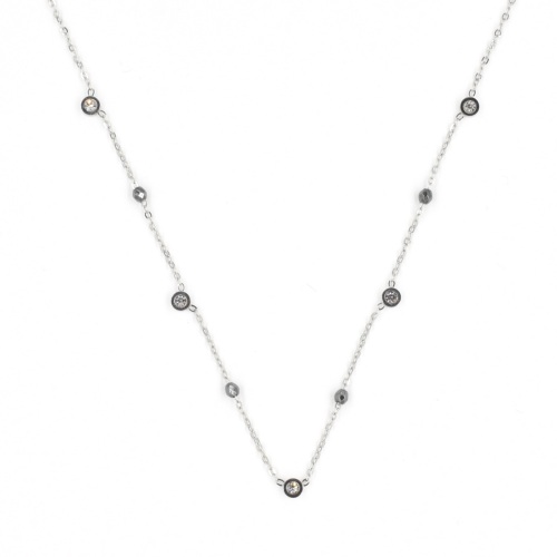 Collier ZAG argent 5 Strass et Pierres Hmatite