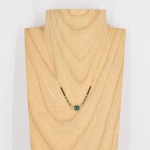 Collier ZAG Amaia doré Pierre Malachite