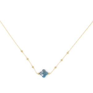 Collier ZAG Velasquez doré Trèfle Pierre Apatite