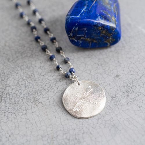 Sautoir a Beautiful Story Rosary argenté Pierres Lapis-Lazuli