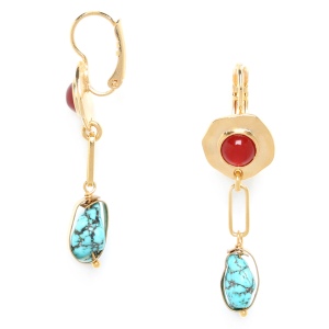 Boucles d'oreilles Franck Herval Sora dormeuses pampille turquoise