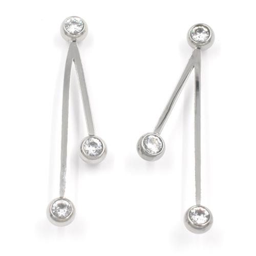 Boucles d'oreilles ZAG argentées 3 strass sur barres