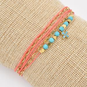 Bracelet By Garance Mariz doré corail Turquoise