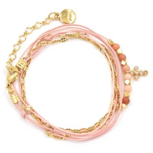 Bracelet By Garance Mariz doré rose Pierre de lune