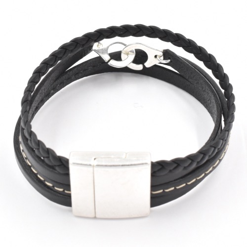 Bracelet Magnum homme cuir manchette Menot'Chic noir L