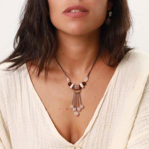 Collier Nature Bijoux Choco rose 5 pampilles