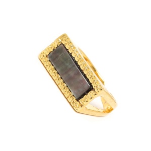 Bague Nature Bijoux Barcares rectangle nacre noire