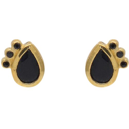 Boucles d'oreilles LuckyTeam puces dores et Onyx