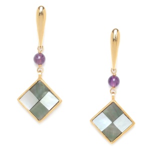 Boucles d'oreilles Nature Bijoux Le Square une perle améthyste