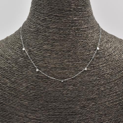 Collier ZAG argenté 5 Strass et Pierres Hématite