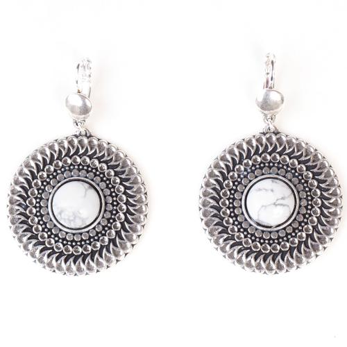 Boucles d'oreilles Shabada Esperanza une mdaille Howlite