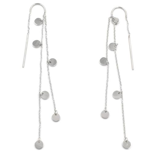 Boucles d'oreilles ZAG argentes 6 disques sur 2 chaines