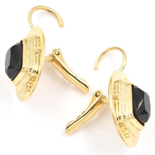 Boucles d'oreilles ZAG dormeuses dorées Onyx noir