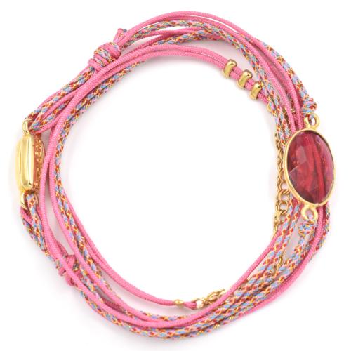 Bracelet By Garance Rita doré fushia Grenat