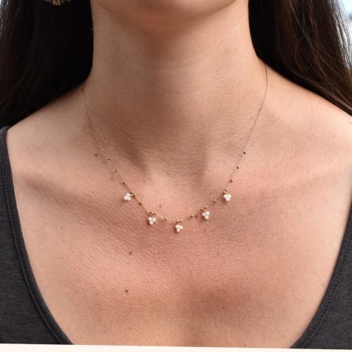 Collier ZAG Gaïa doré grappes de Pierres blanches