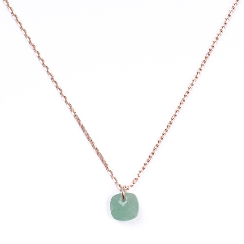 Collier Senzou New Brio Or rose et Quartz vert