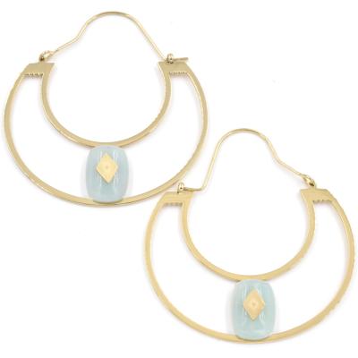 Boucles d'oreilles ZAG Créoles demi-lune Amazonite