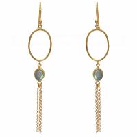 Boucles d'oreilles LuckyTeam Labradorite et pompon de chaines