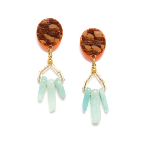 Boucles d'oreilles Nature Bijoux Galapagos 3 perles Amazonite