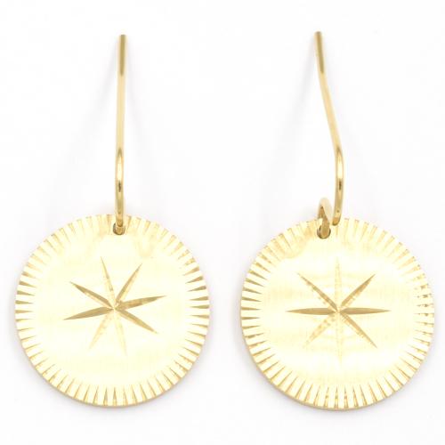 Boucles d'oreilles ZAG médaille étoile ronde dorée
