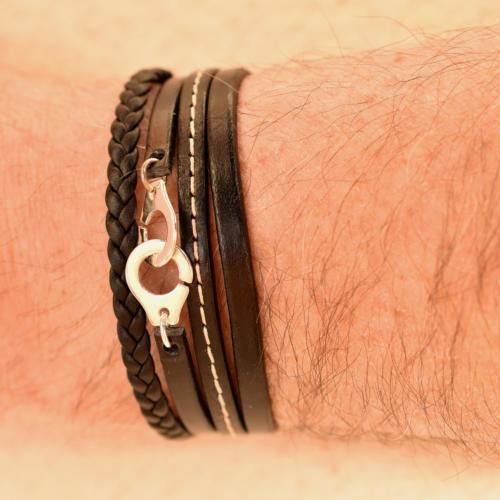 Bracelet Magnum homme cuir manchette Menot'Chic noir M