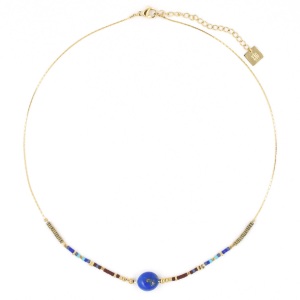 Collier ZAG Roma doré Pierre Lapis-Lazuli