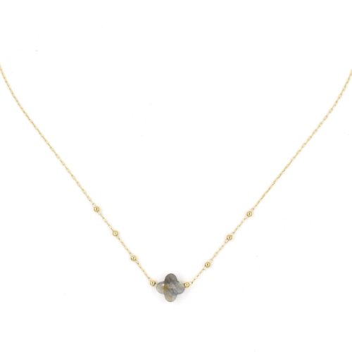 Collier ZAG Vélasquez doré trèfle Labradorite