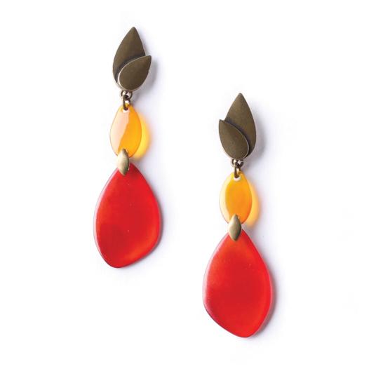 Boucles d'oreilles Nature Bijoux Land Art ambre & rouge