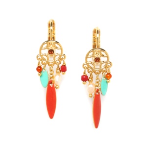 Boucles d'oreilles Franck Herval Céline pampille terracotta