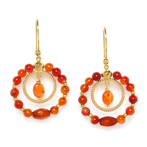 Boucles d'oreilles Nature Bijoux Agate crochet anneau double