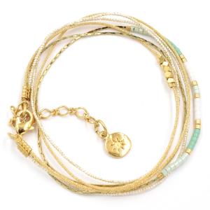 Bracelet By Garance Lou doré aqua turquoise & blanc