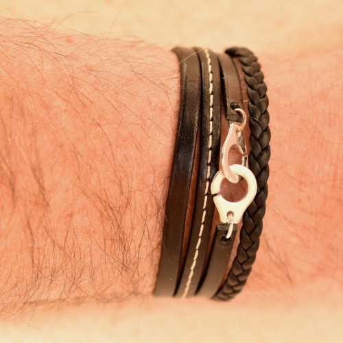 Bracelet Magnum homme cuir manchette Menot'Chic noir L