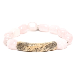 Bracelet Nature Bijoux Impala extensible Tamarinier & Quartz rose