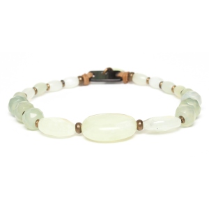 Bracelet Nature Bijoux Pachacuti extensible Jade & nacre noire