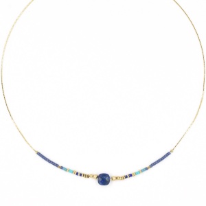 Collier ZAG Amaia doré Pierre Lapis-Lazuli