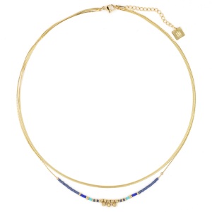 Collier ZAG Eva multirang doré bleu