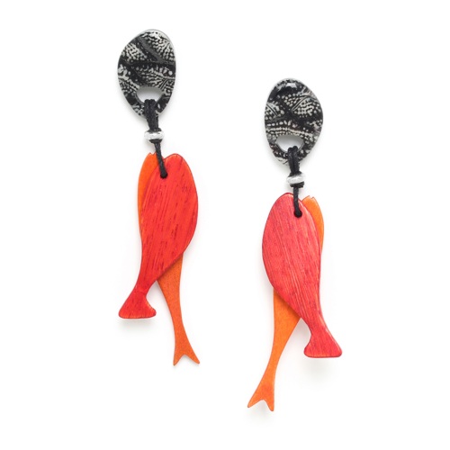 Boucles d'oreilles Nature Bijoux Poisson rouge 2 poissons