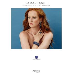 Bracelet Nature Bijoux Samarcande extensible Lapis perles rondes