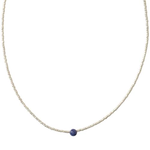 Collier a Beautiful Story Flora argent Pierre Lapis-Lazuli