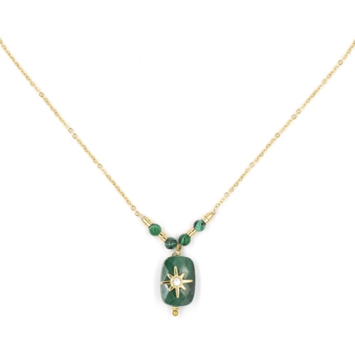 Collier ZAG Ins dor Pierre Malachite