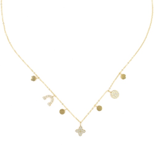 Collier ZAG Madison doré & Cristaux de Zirconium 