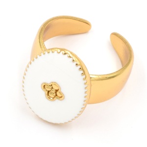 Bague By Garance June dorée émail blanc